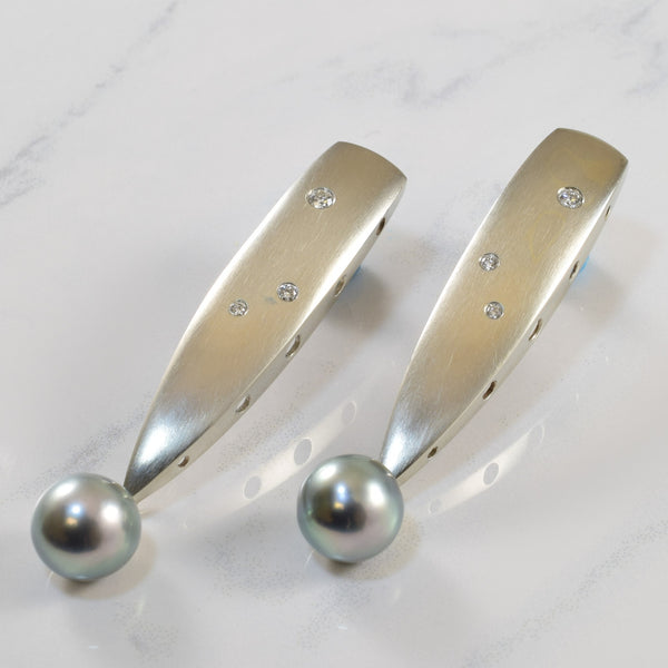 Diamond & South Sea Pearl Drop Earrings | 16.0ctw, 0.20ctw |