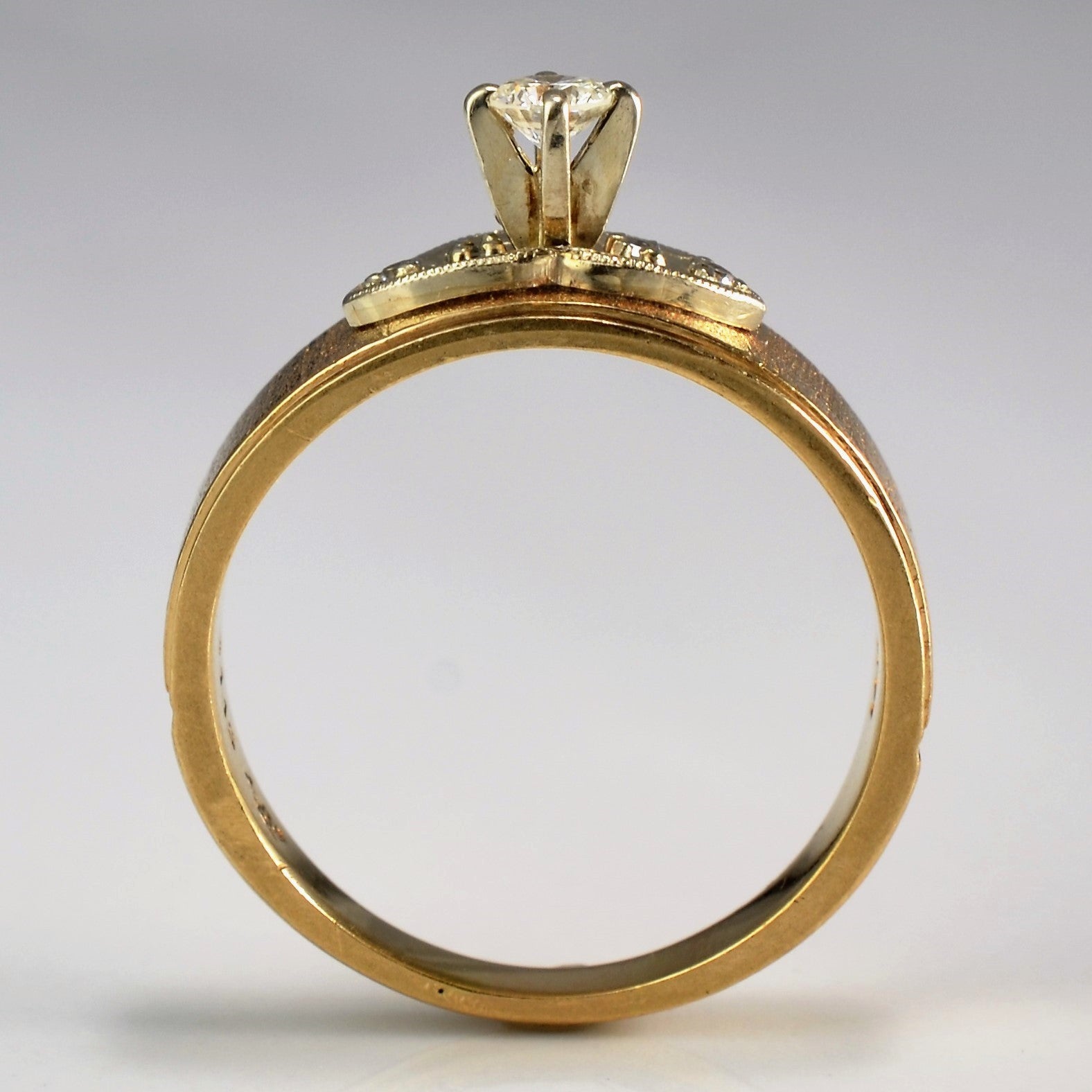 Milgrain Leaf Detailed Vintage Engagement Ring | 0.18 ctw, SZ 8 |