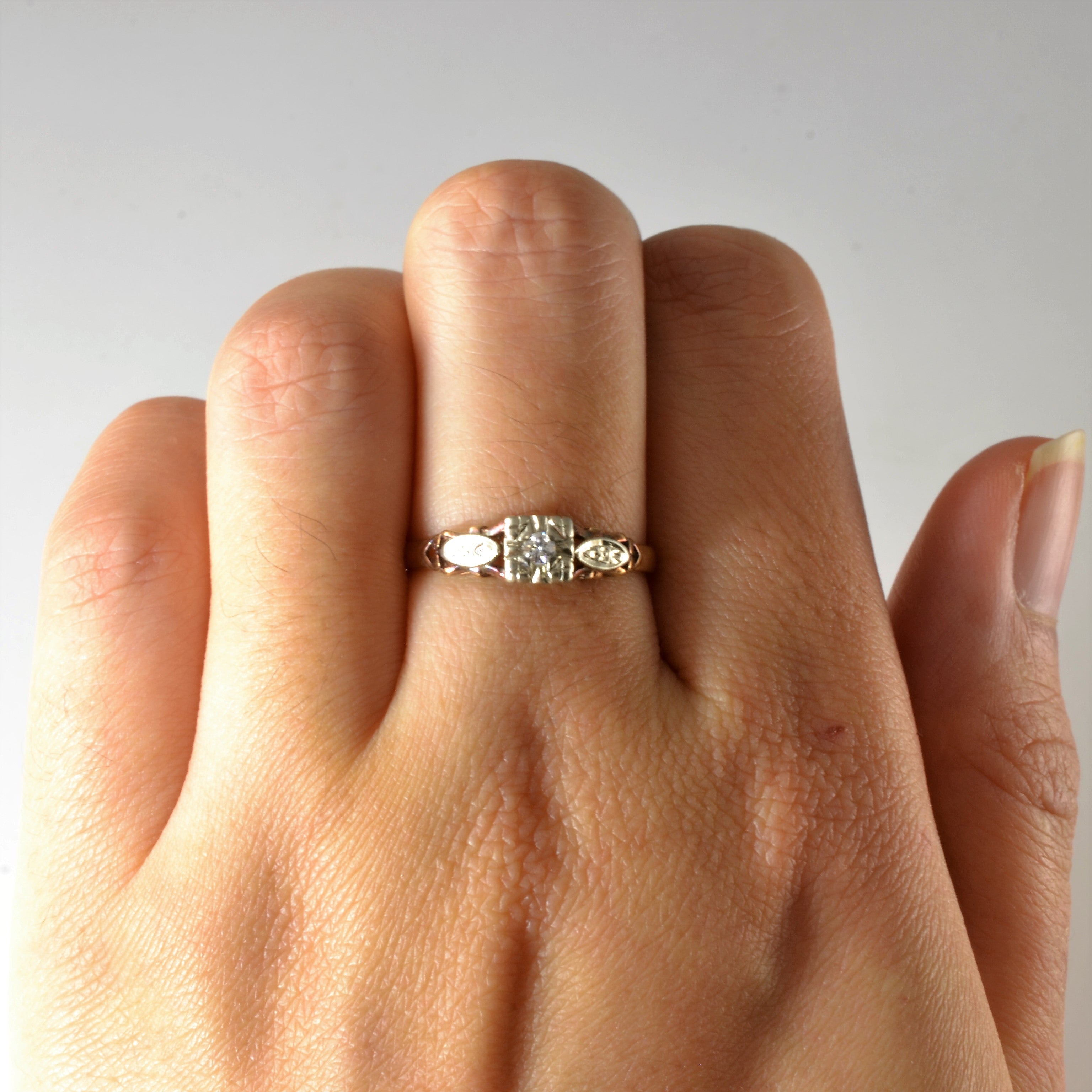Mid Century Solitaire Ring | 0.05ct | SZ 7.75 |