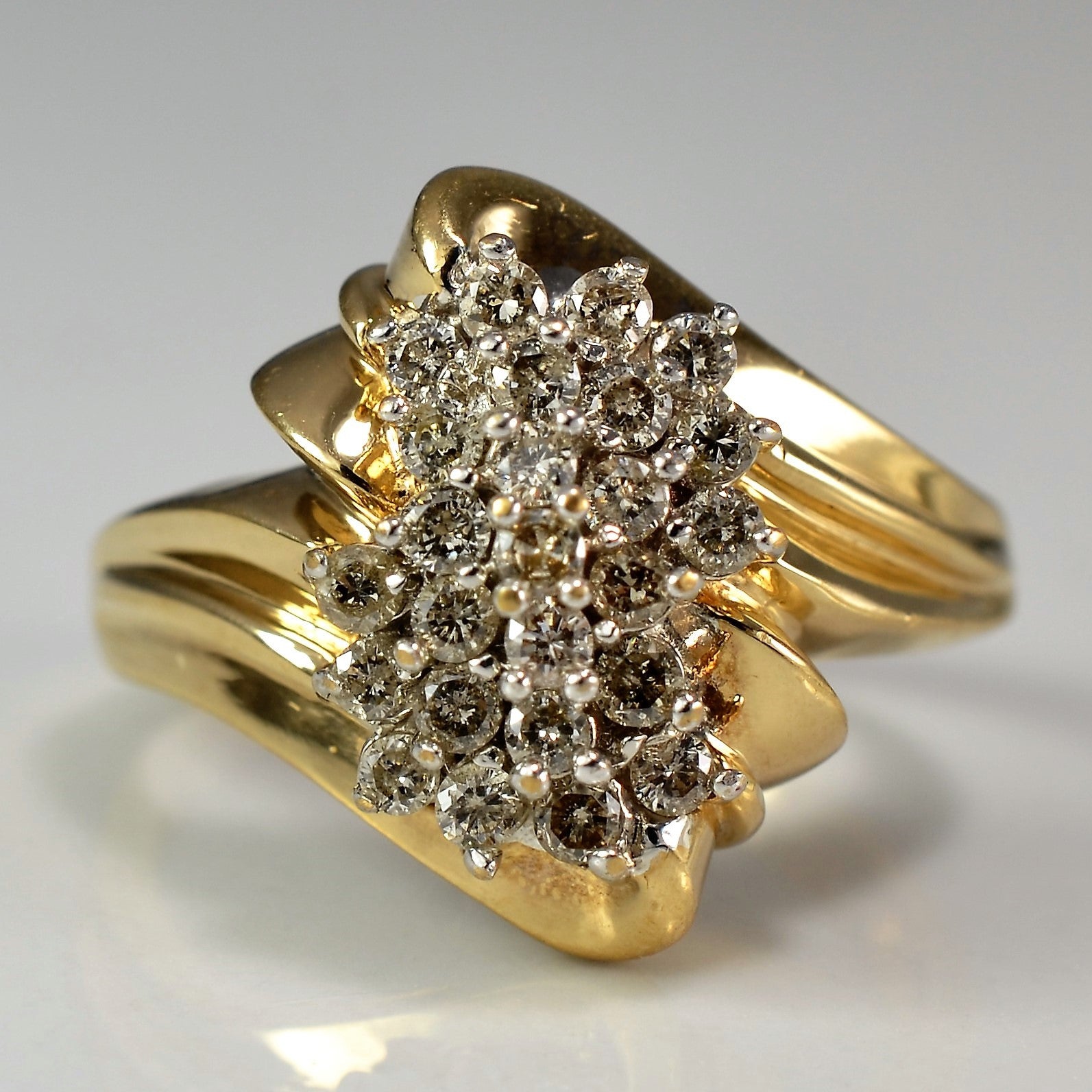 Twisted Offset Cluster Ring | 0.45 ctw, SZ 6.75 |