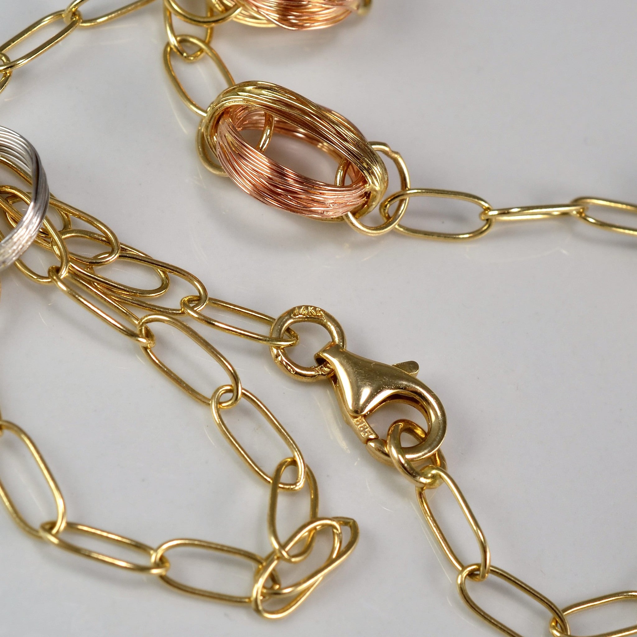 Tri Tone Gold Link Necklace | 16" |