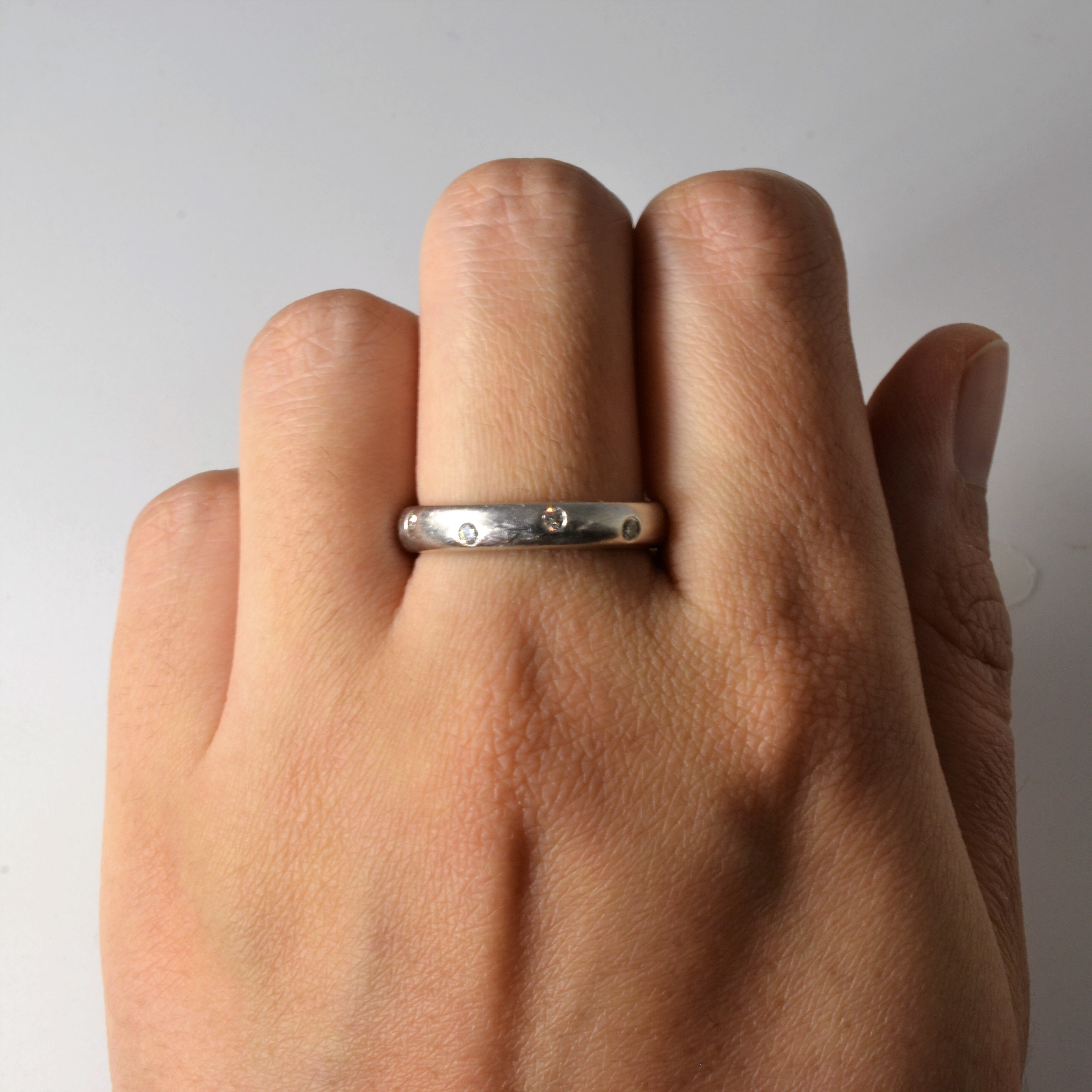 Flush Set Diamond Platinum Band | 0.22ctw | SZ 8.25 |