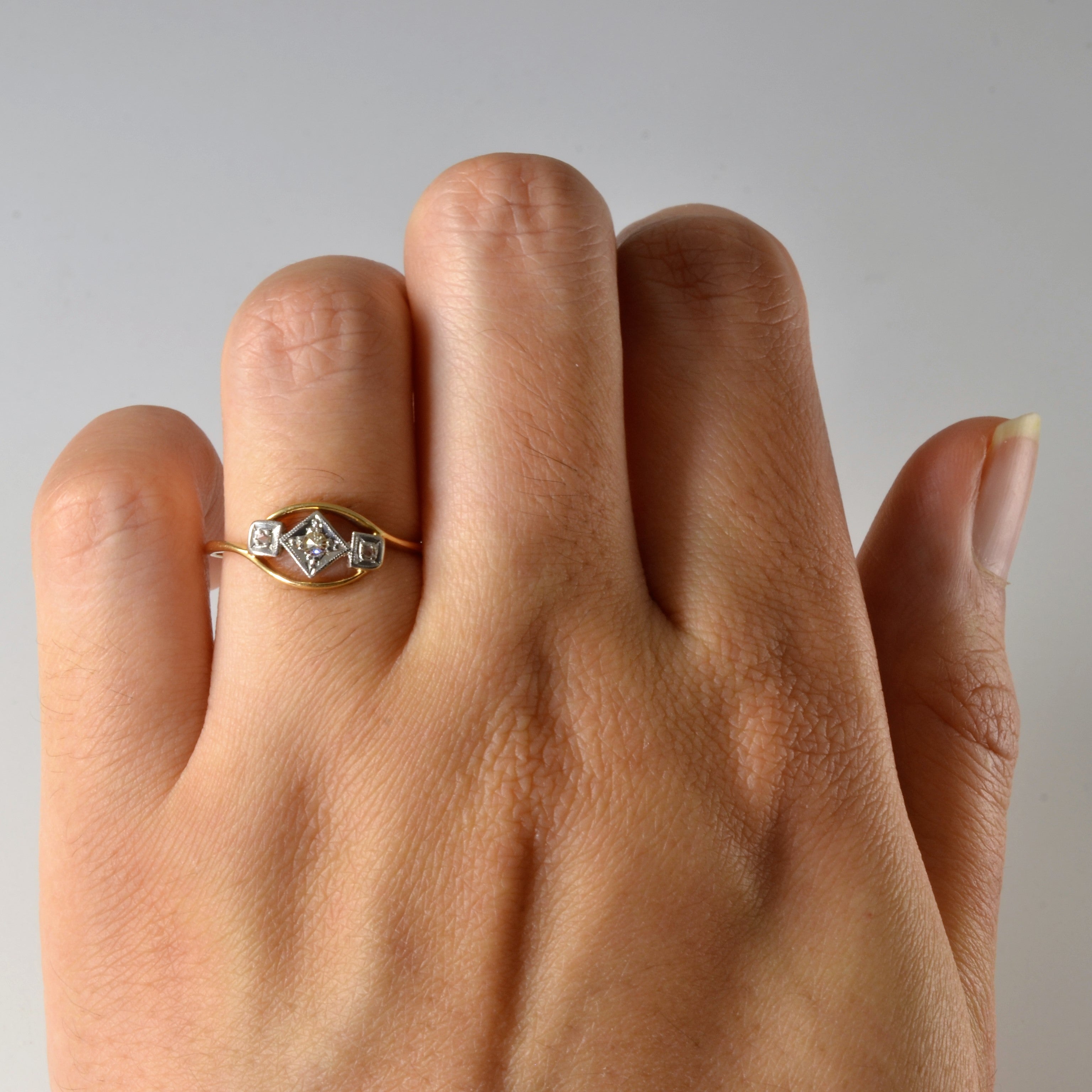 Early 1900s Diamond Bypass Ring | 0.04ctw | SZ 6.75 |