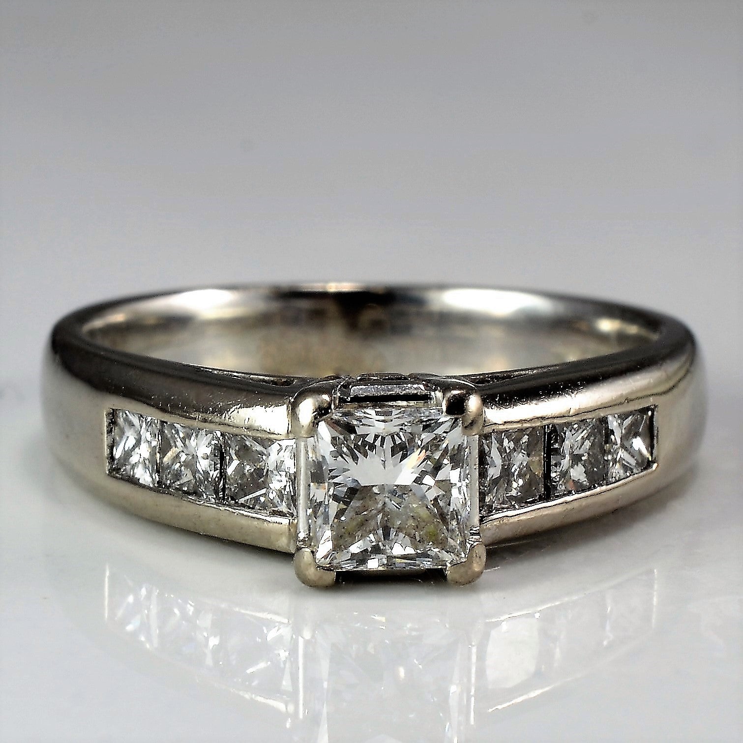 Wide Band Princess Cut Engagement Ring | 1.02 ctw, SZ 6 |