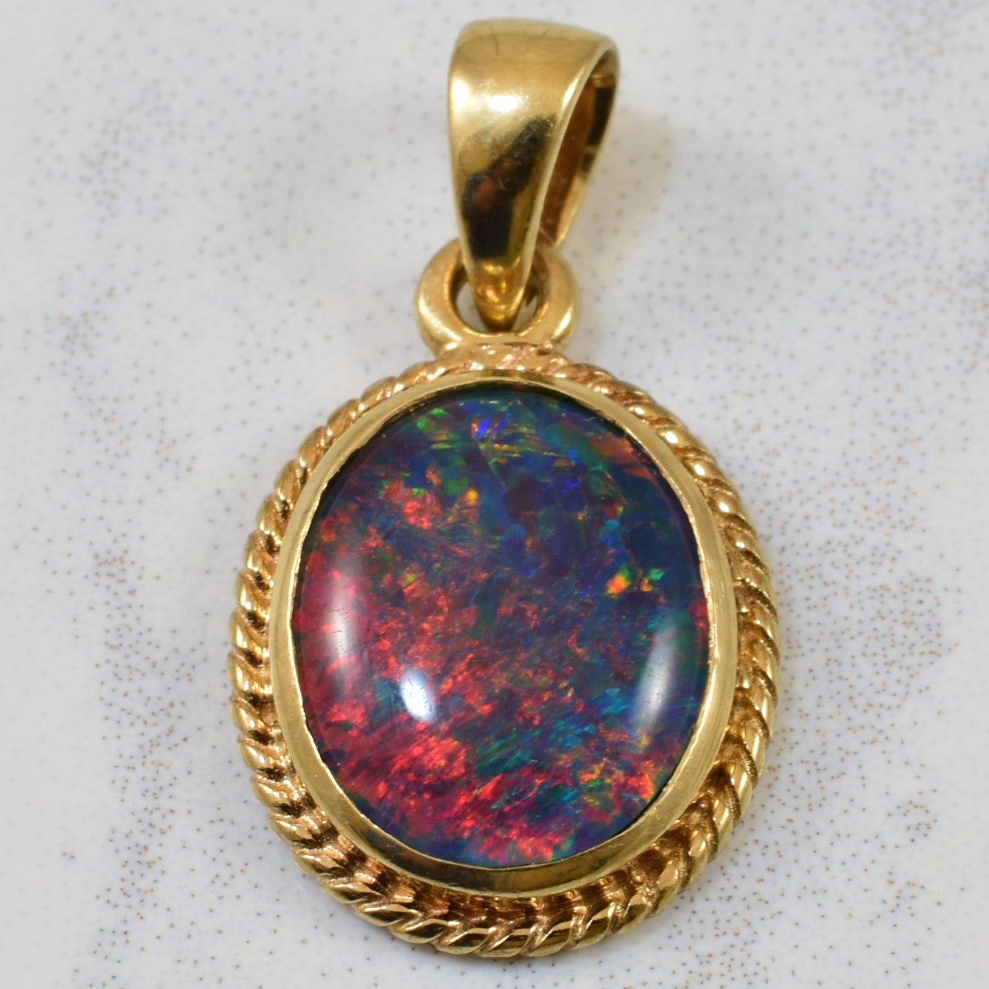 Bezel Set Black Opal Doublet Pendant | 2.00ct |