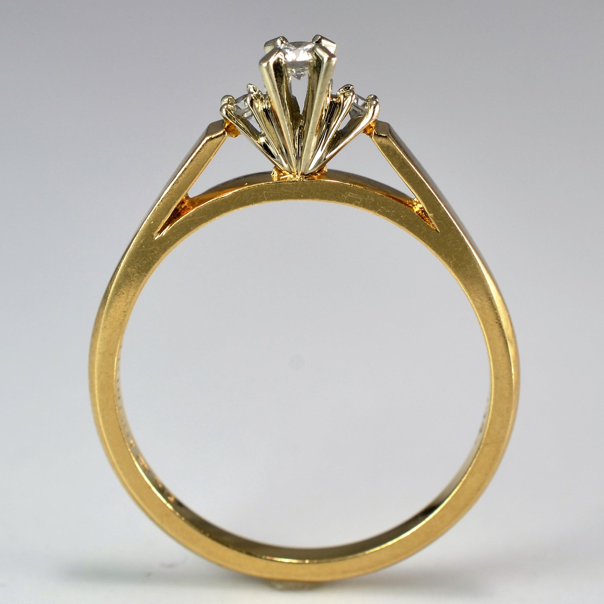 Open Cathedral Three Stone Diamond Ring | 0.07 ctw, SZ 6.25 |
