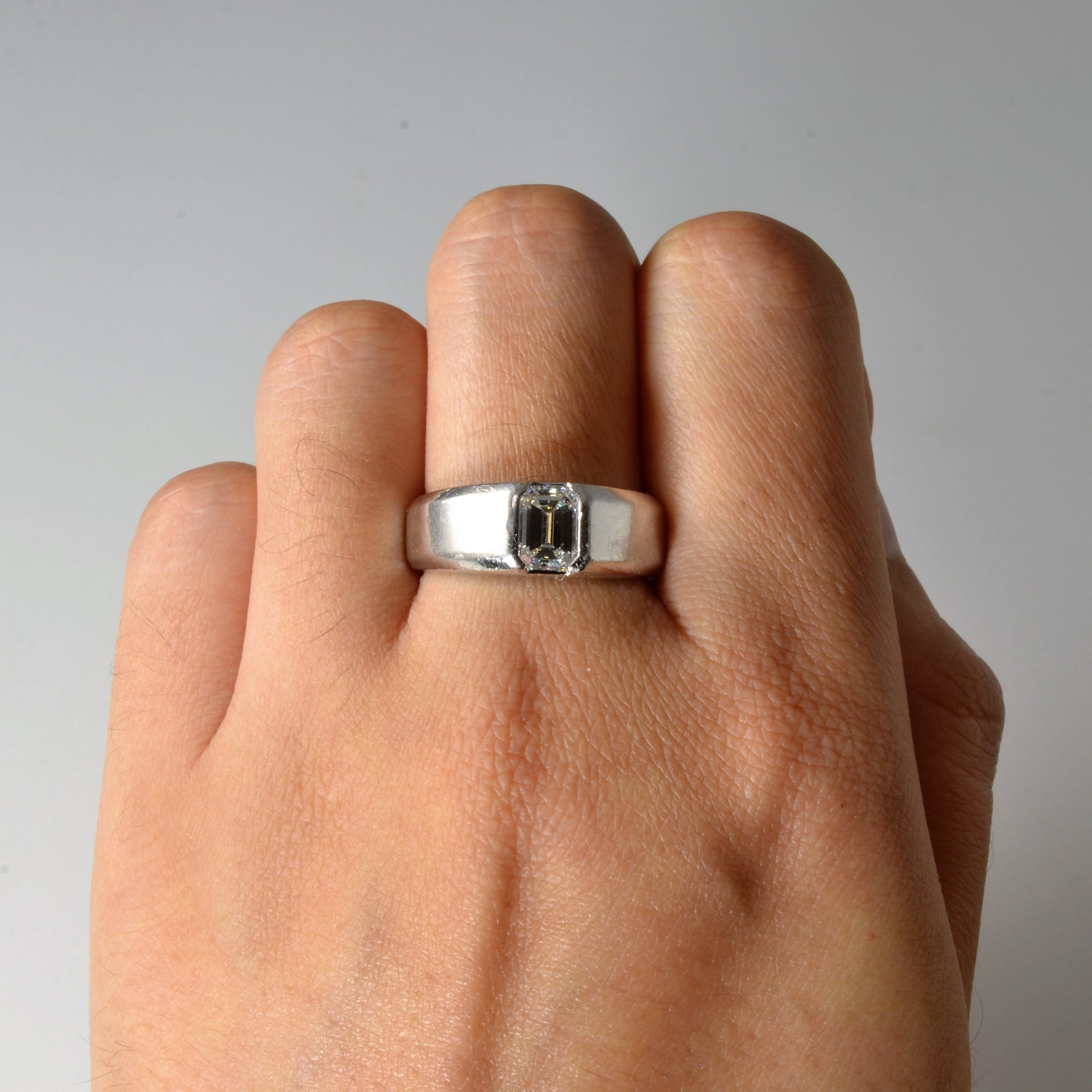 Tapered Bezel Set Emerald Cut Diamond Ring | 1.01ct | SZ 8.25 |