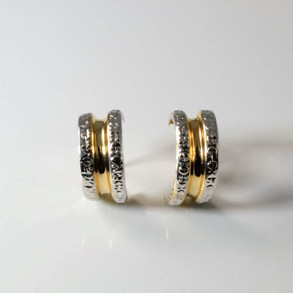 Two Tone Patterned Huggie Earrings |