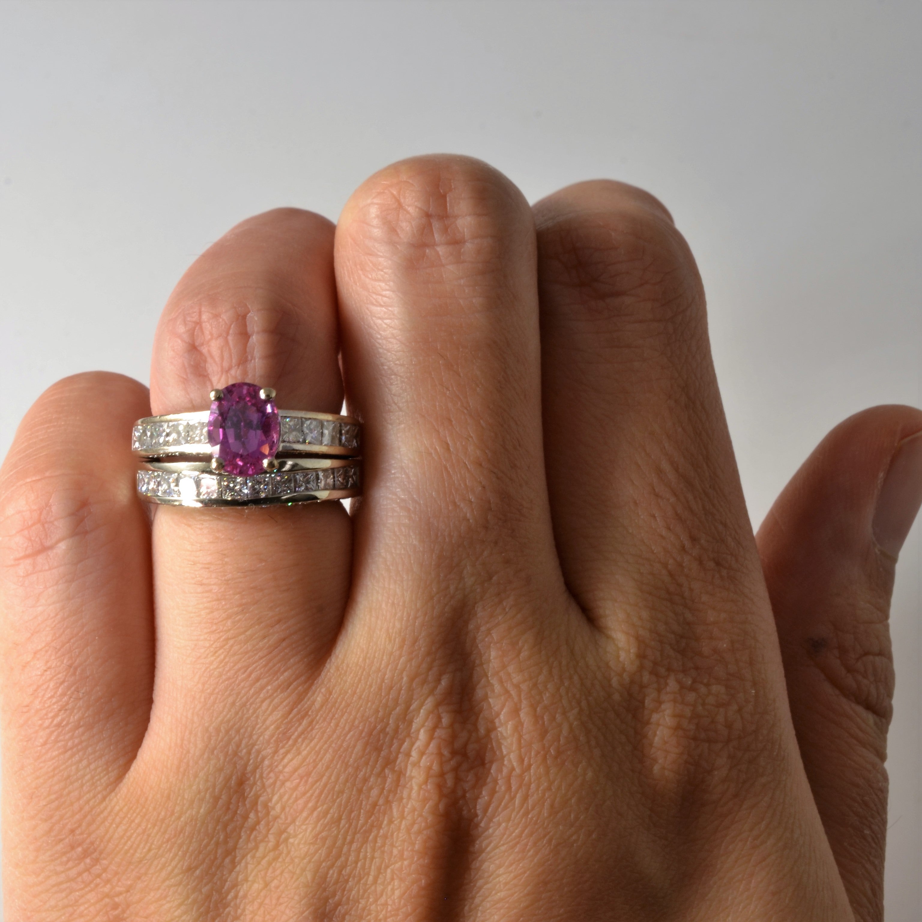 Pink Sapphire & Diamond Wedding Set | 1.70ct | 1.95ctw | SZ 4 |