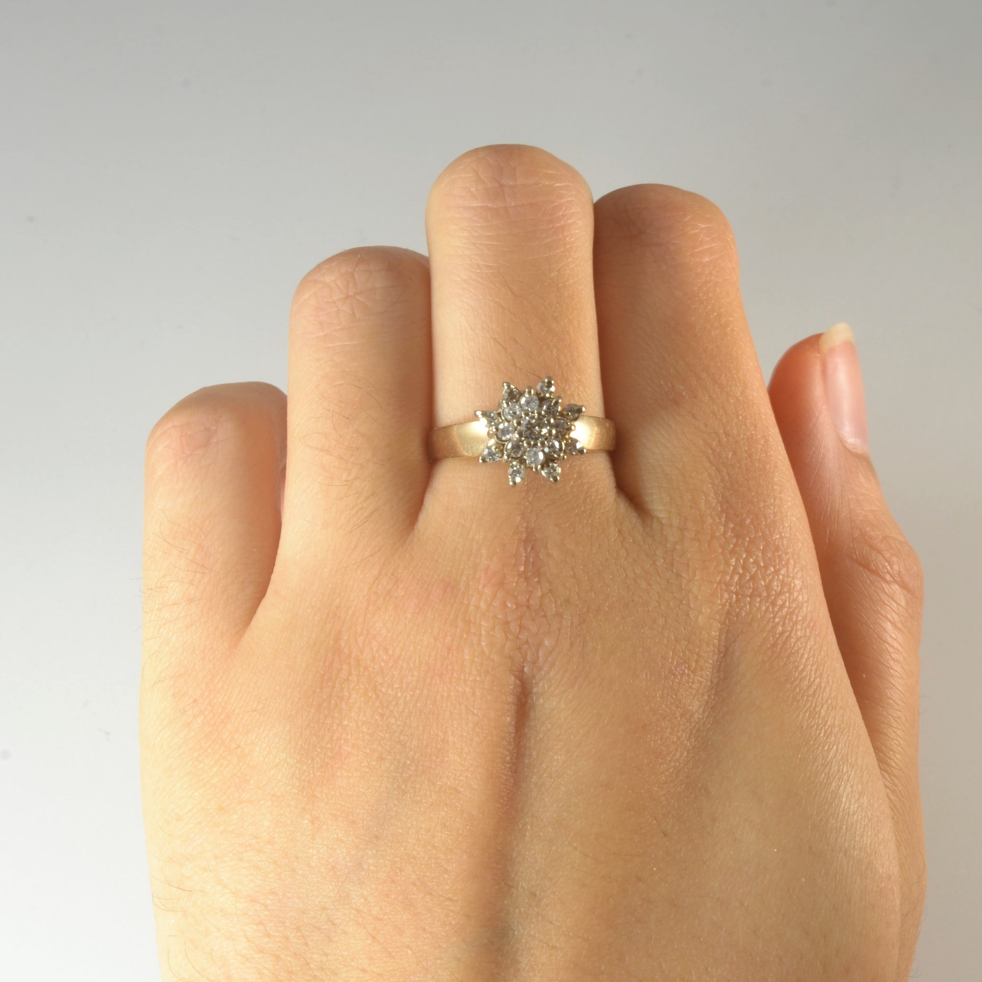 Floral Diamond Cluster Ring | 0.32ctw | SZ 7.75 |