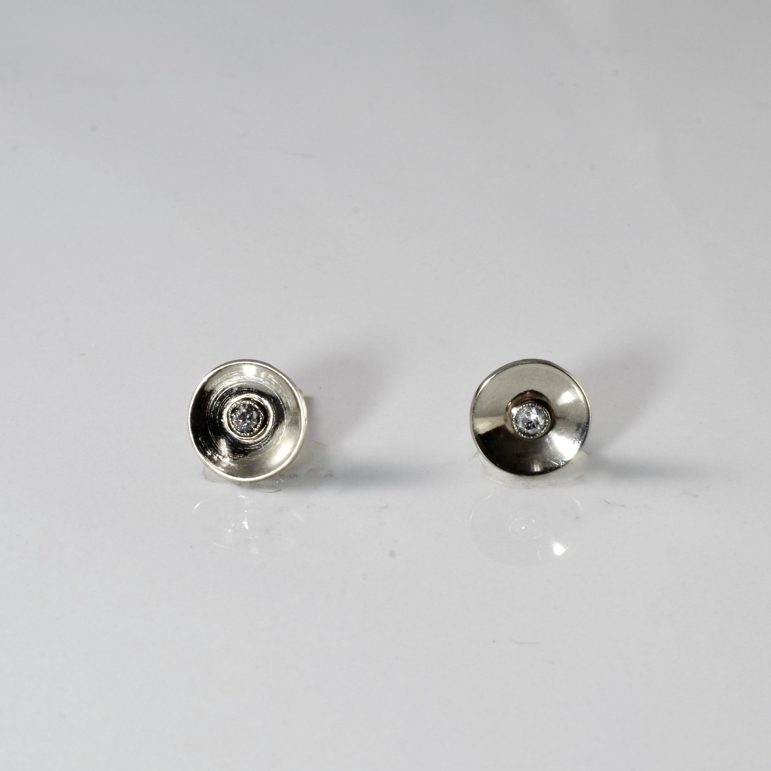 Mid Century Bezel Set Diamond Stud Earrings | 0.12ctw |