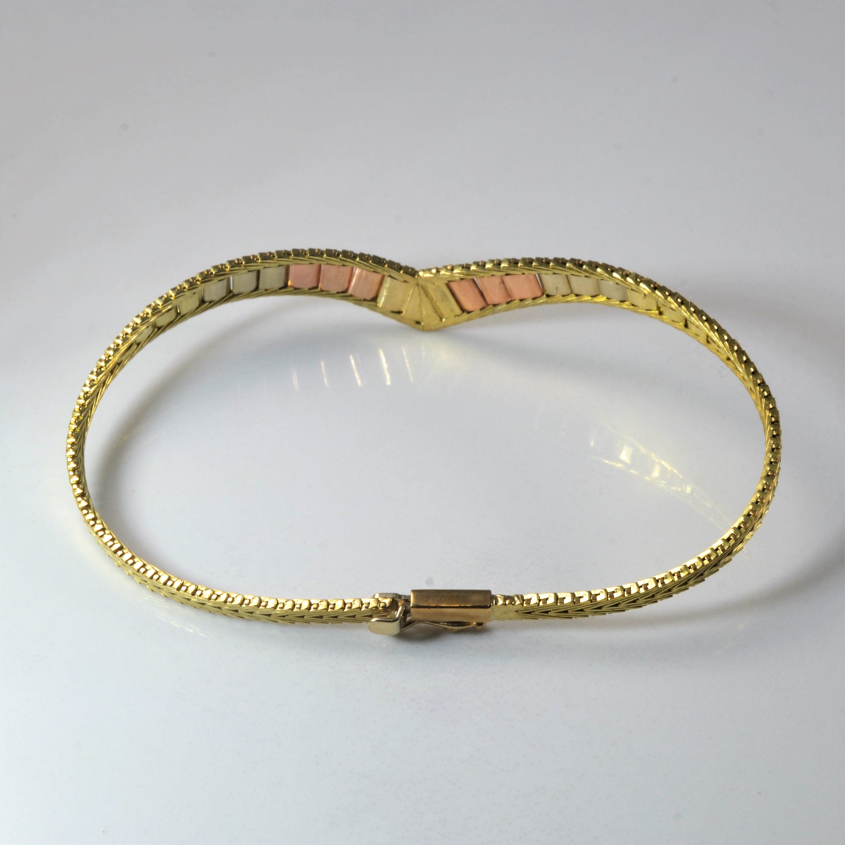 Bracelet à chevrons doré tricolore | 18 cm | 