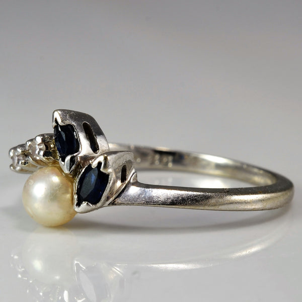 Marquise Sapphire & Pearl Ring | 0.02 ctw, SZ 6.5 |