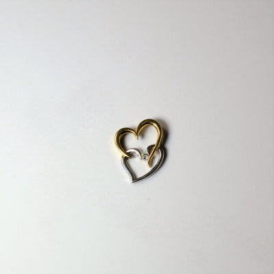 Two Tone Double Heart Pendant | 0.04ct |