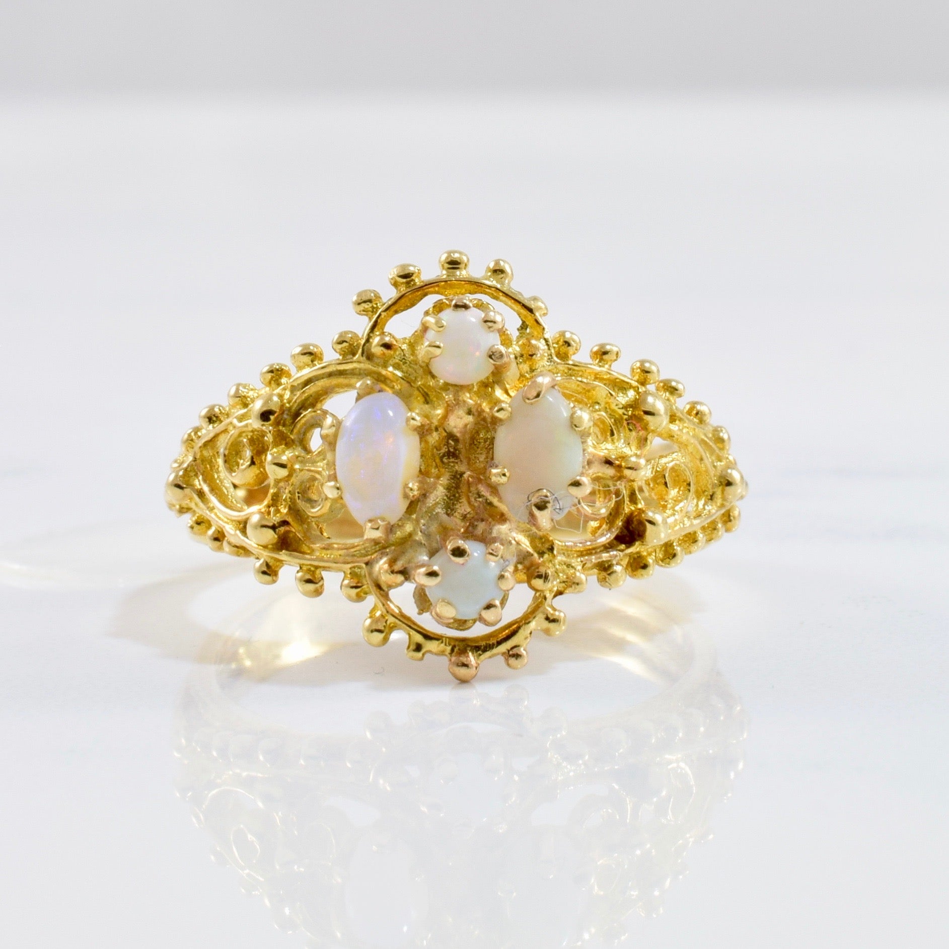 Opal and Gold Design Ring | SZ 7.25 |