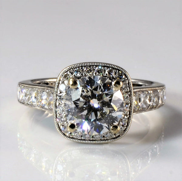Simon G' Diamond Halo Engagement Ring | 2.06ctw | SZ 4.5 |