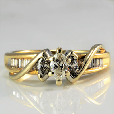 Bypass Three Stone Marquise Diamond Engagement Ring | 0.40 ctw, I1 H/I, SZ 7 |