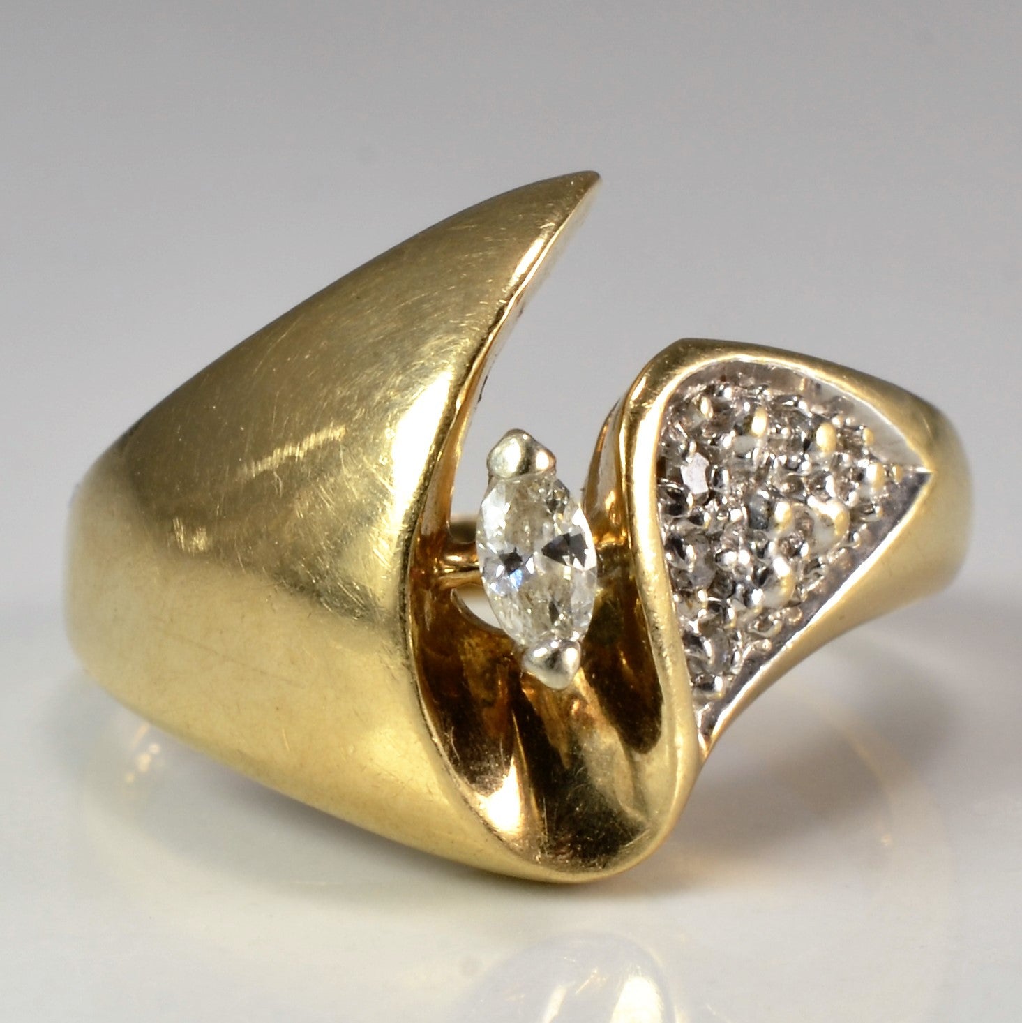 Unique Marquise Diamond Pave Ring | 0.10 ctw, SZ 6.5 |