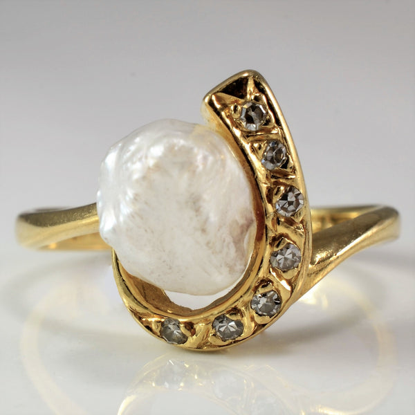 Baroque Pearl & Diamond Ring | 0.07 ctw, SZ 4.5 |
