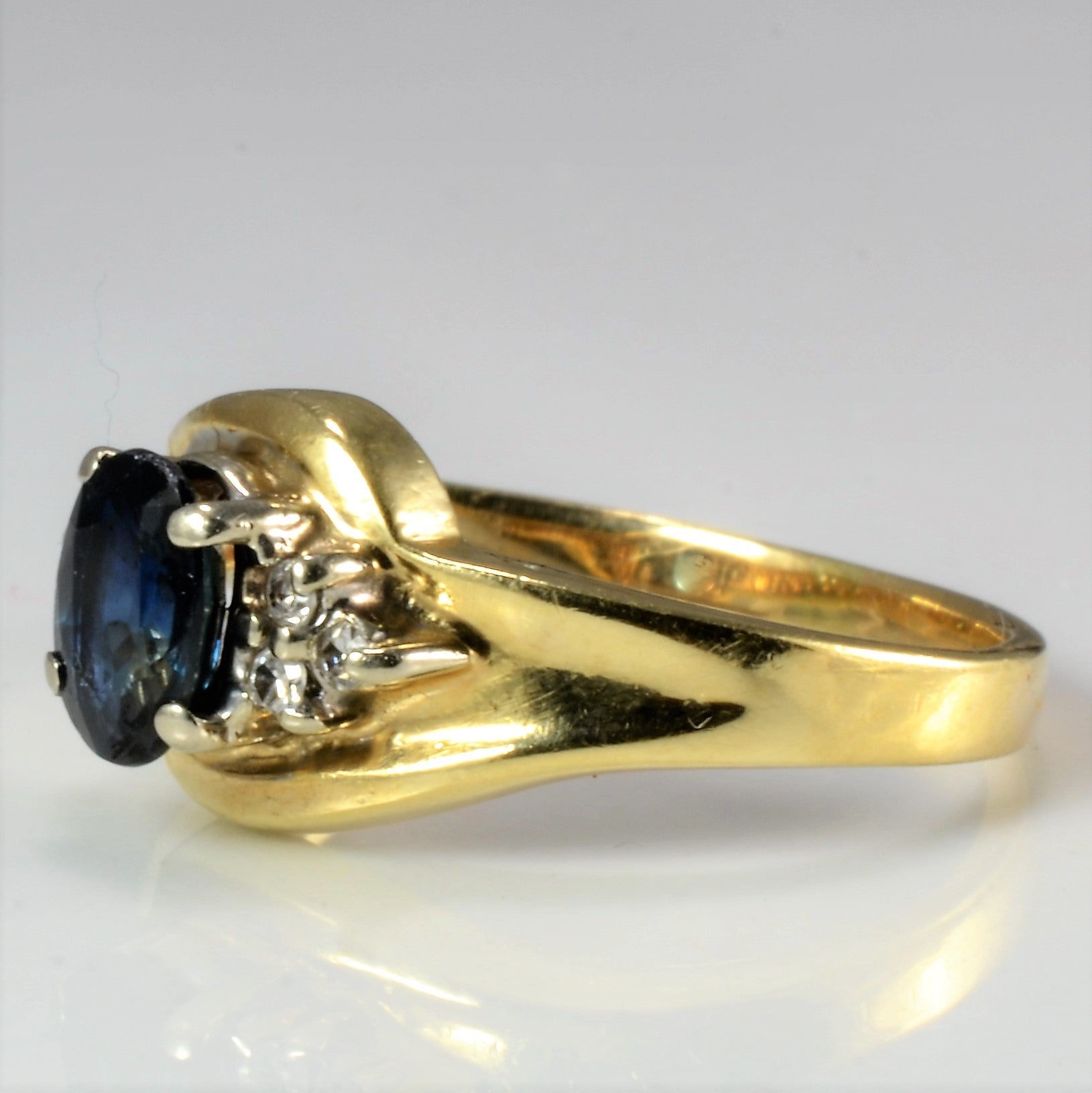 Solitaire Sapphire & Diamond Ring | 0.06 ctw, SZ 5.25 |