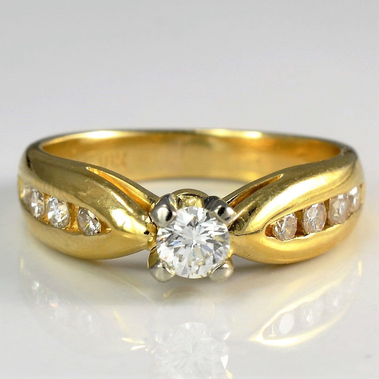 Wide Tapered Yellow Gold Engagement Ring | 0.38 ctw, SZ 5.5 |
