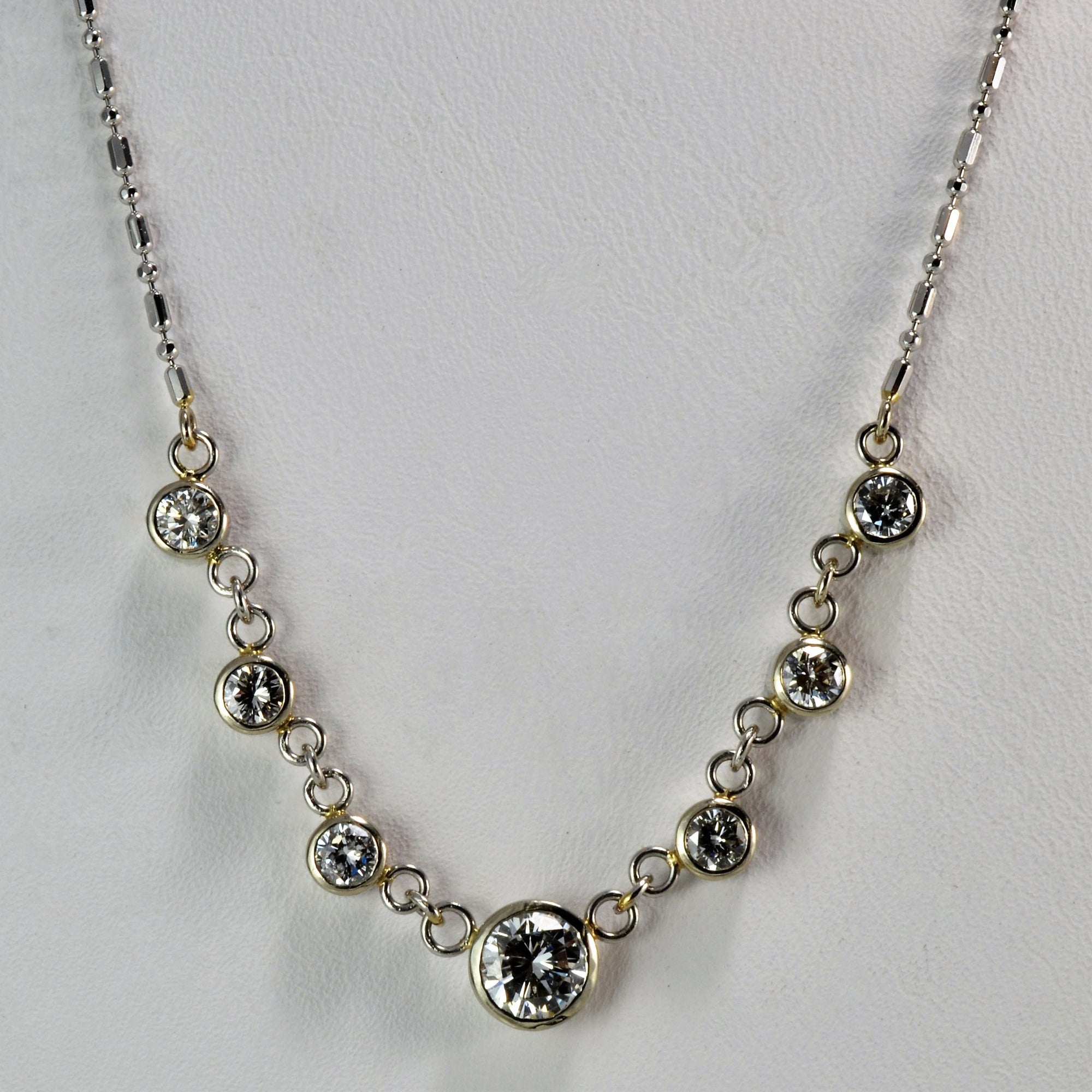 Delicate Bezel Set Diamond Necklace | 1.43 ctw, 16
