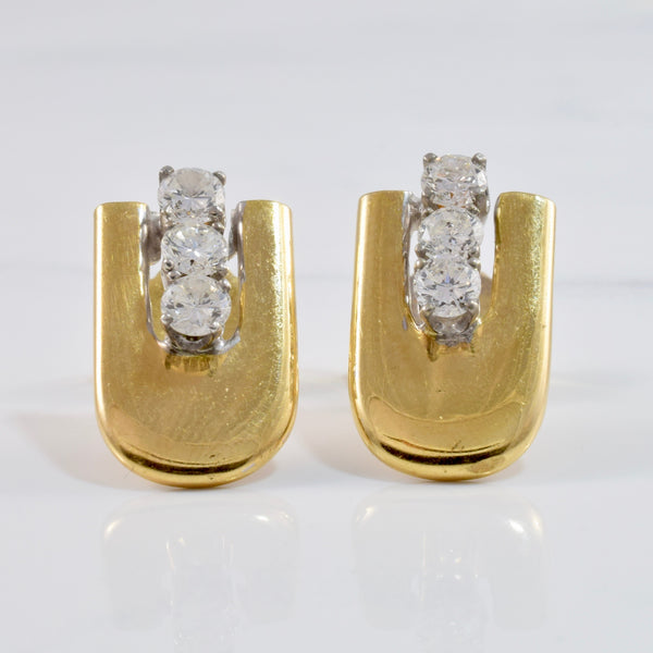 Three Stone Diamond Earrings | 1.10 ctw |