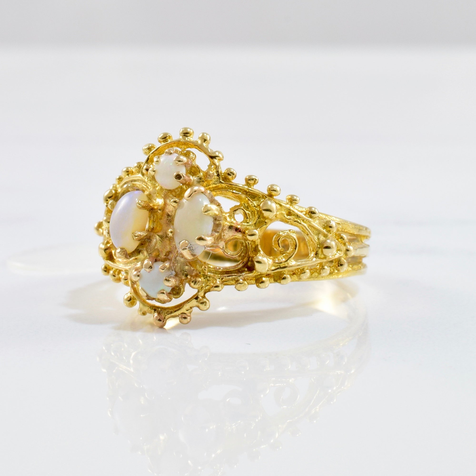 Opal and Gold Design Ring | SZ 7.25 |
