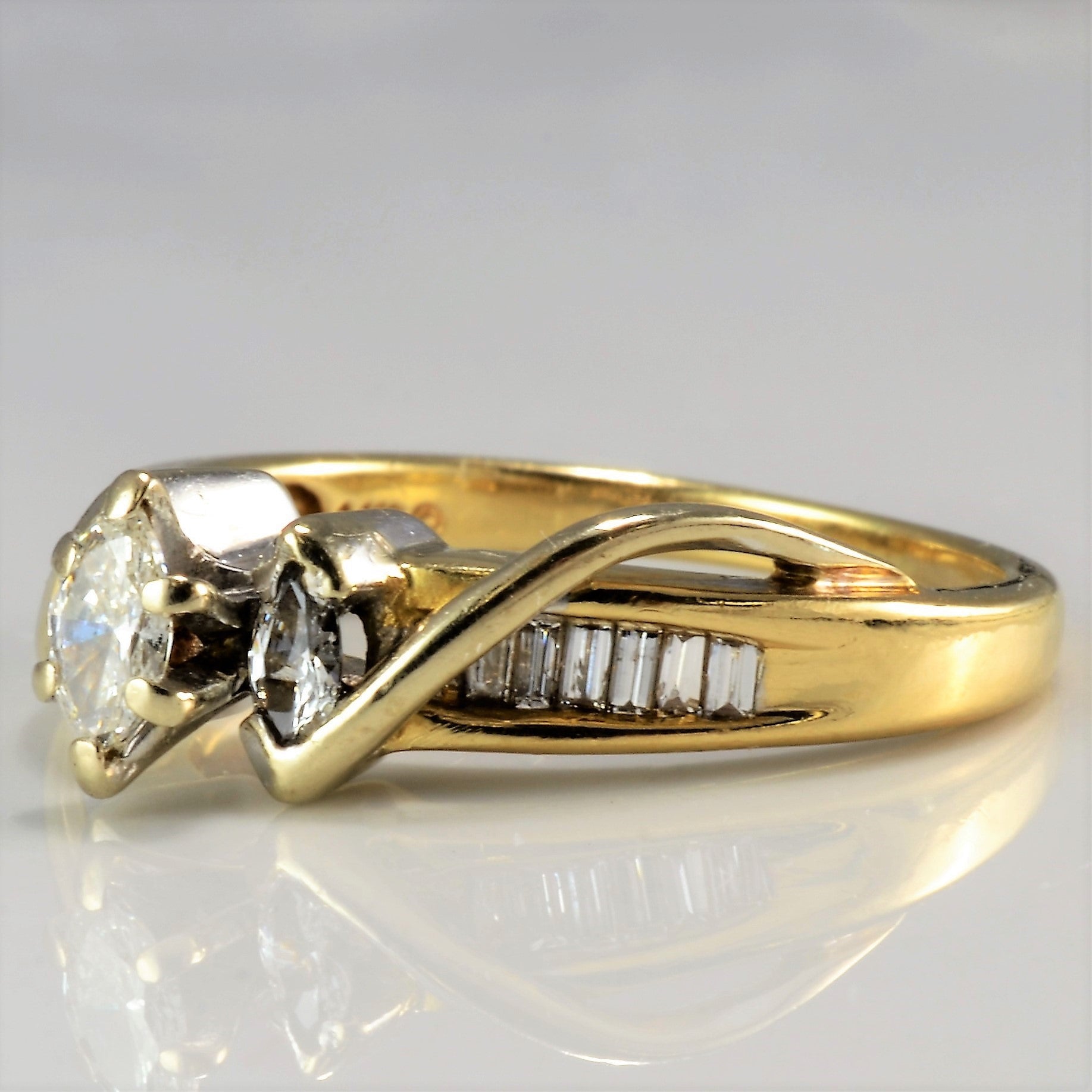 Bypass Three Stone Marquise Diamond Engagement Ring | 0.40 ctw, SZ 7 |