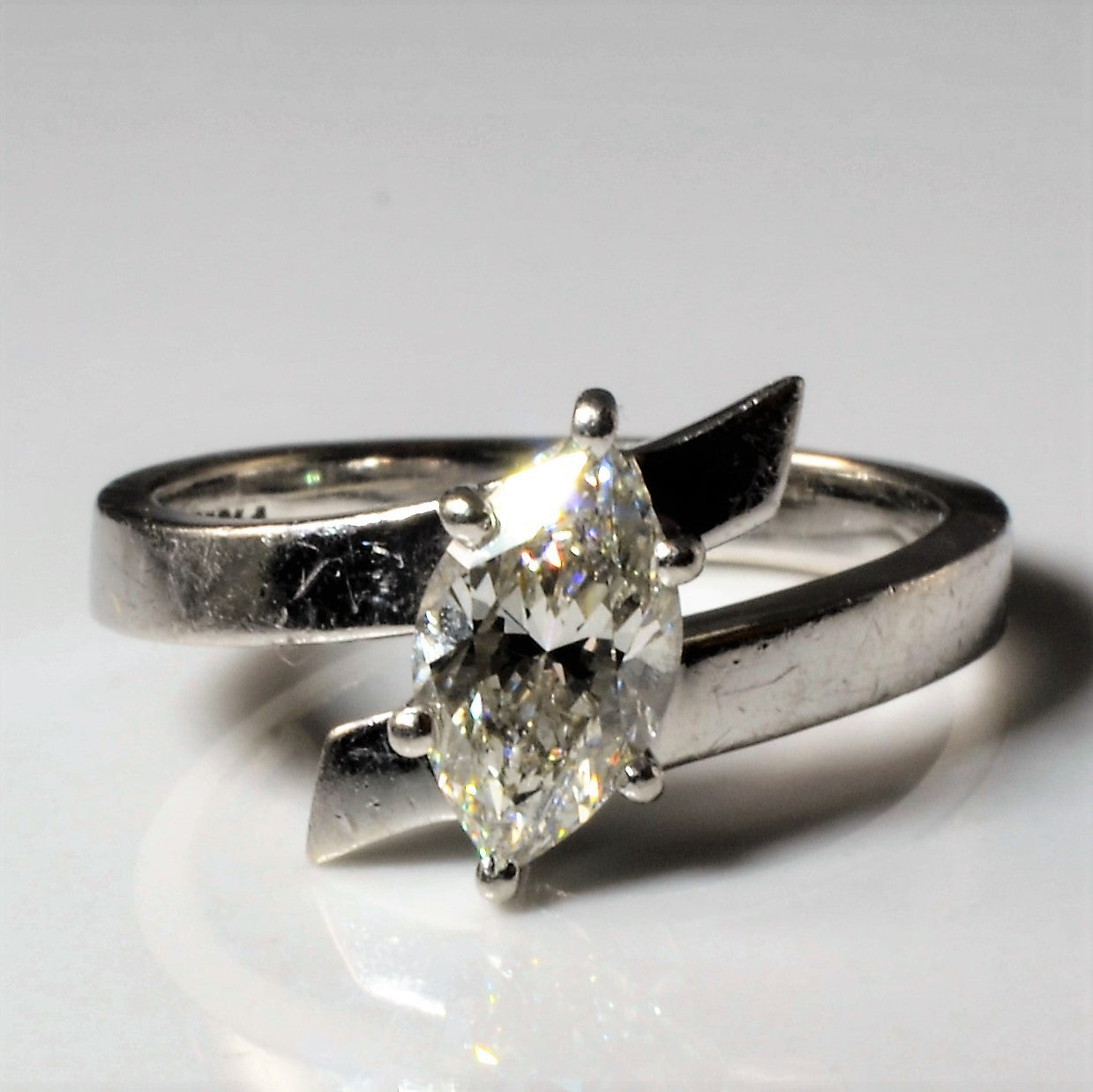 Platinum Marquise Diamond Bypass Ring | 1.03ct | SZ 6 |