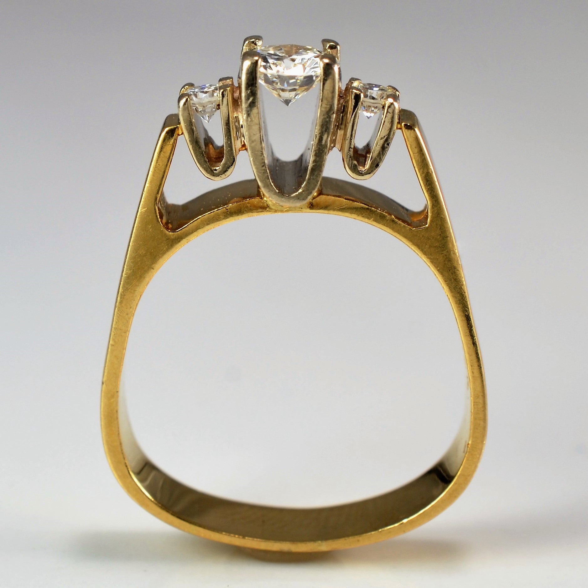 Vintage High Set Three Stone Engagement Ring | 0.33 ctw, SZ 4 |