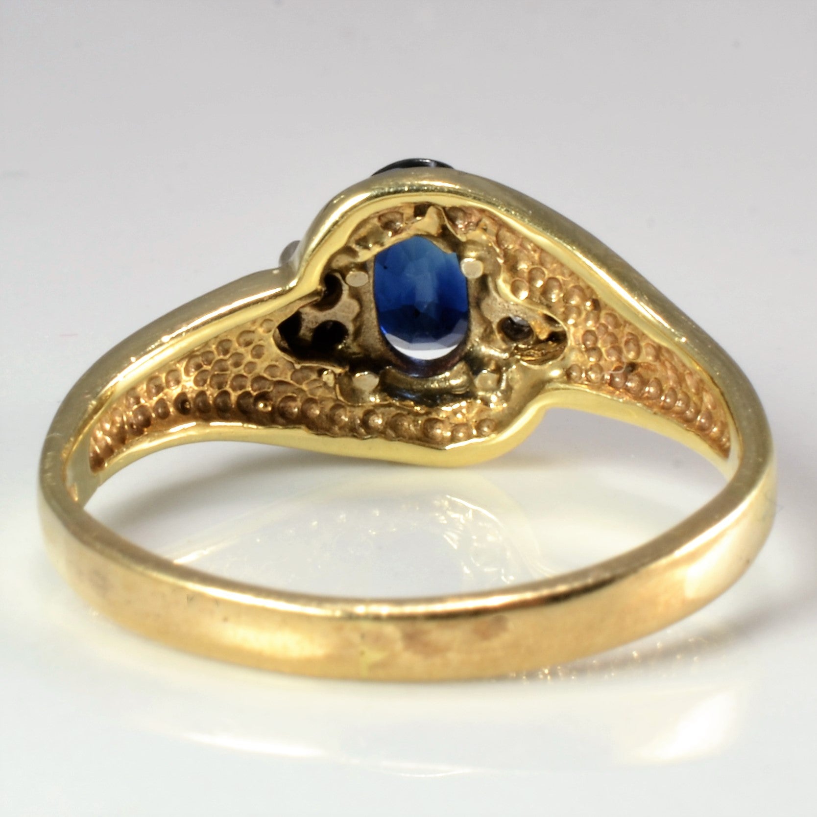 Solitaire Sapphire & Diamond Ring | 0.06 ctw, SZ 5.25 |