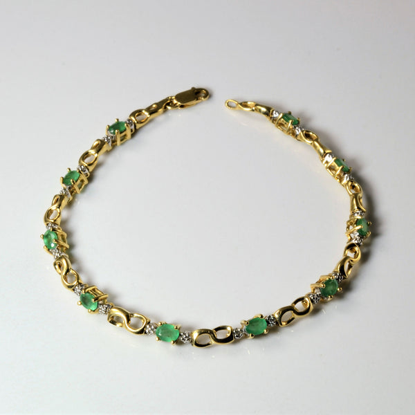 Emerald & Diamond Infinity Link Bracelet | 1.10ctw | 0.01ctw | 7