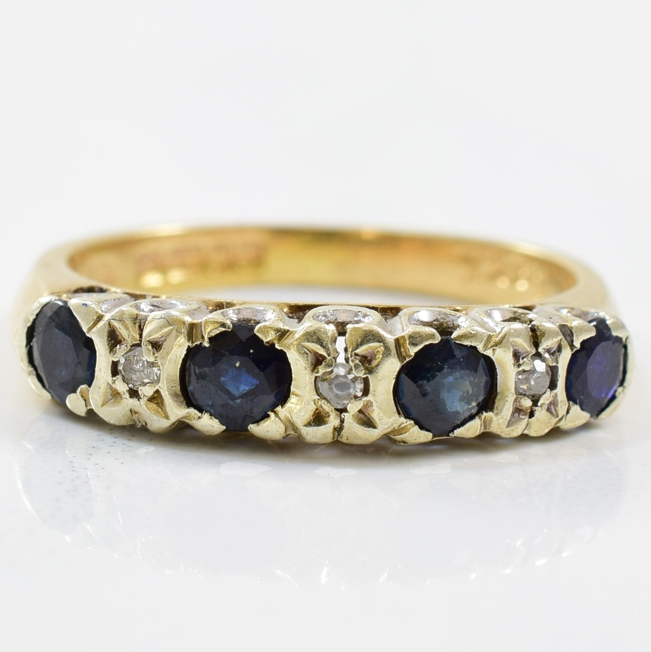 1970s Blue Sapphire & Diamond Ring | 0.03ctw, 0.80ctw | SZ 6 |