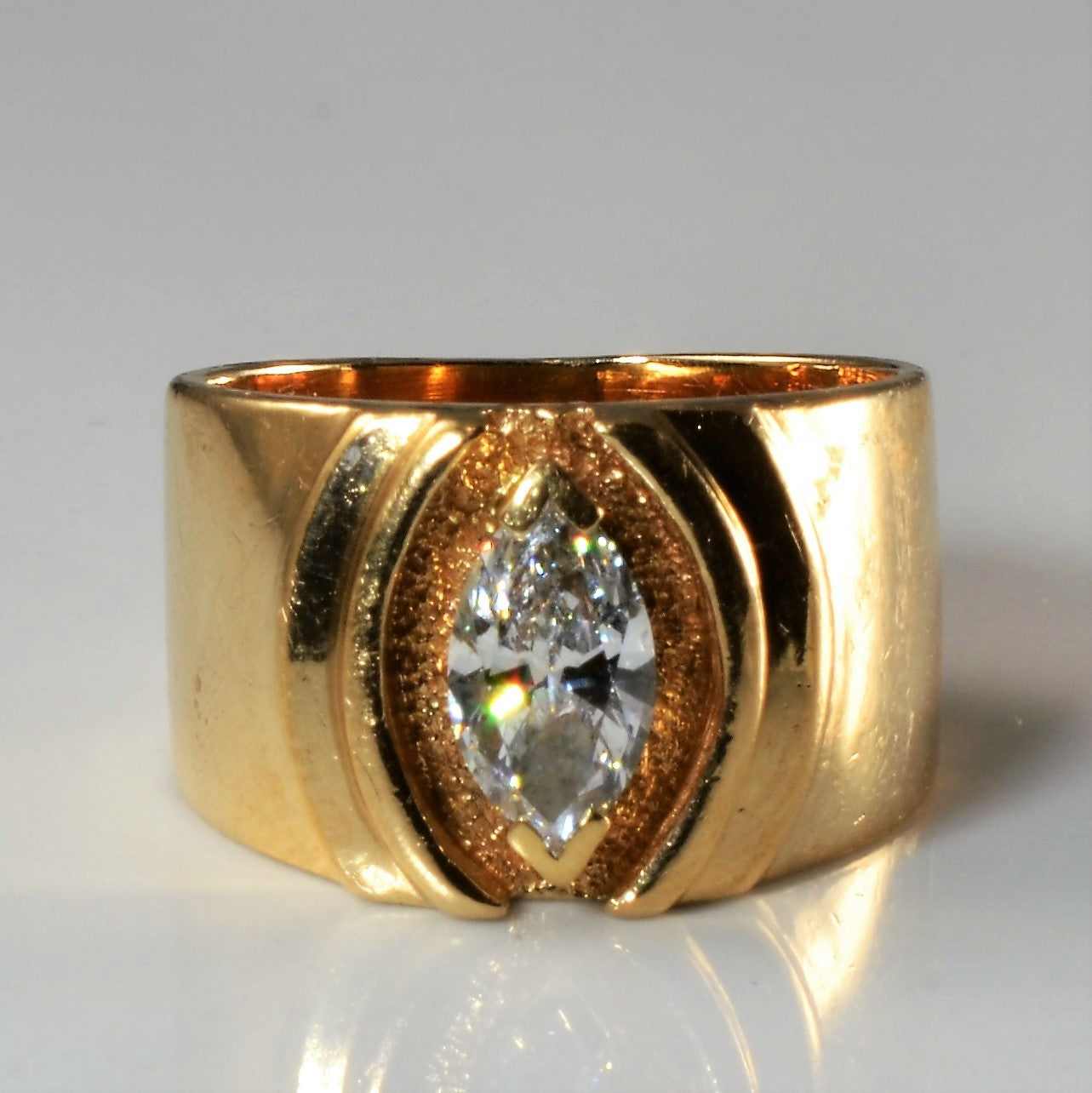 Bague large en diamant taille marquise | 0,70 ct | Taille 5,25 | 