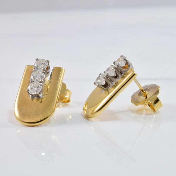 Three Stone Diamond Earrings | 1.10 ctw |