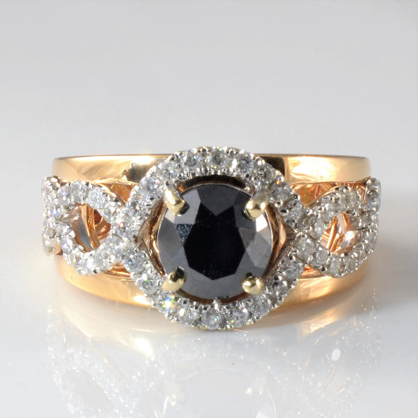 Black Diamond Wide Band Engagement Ring | 1.88ctw  SZ 7 |