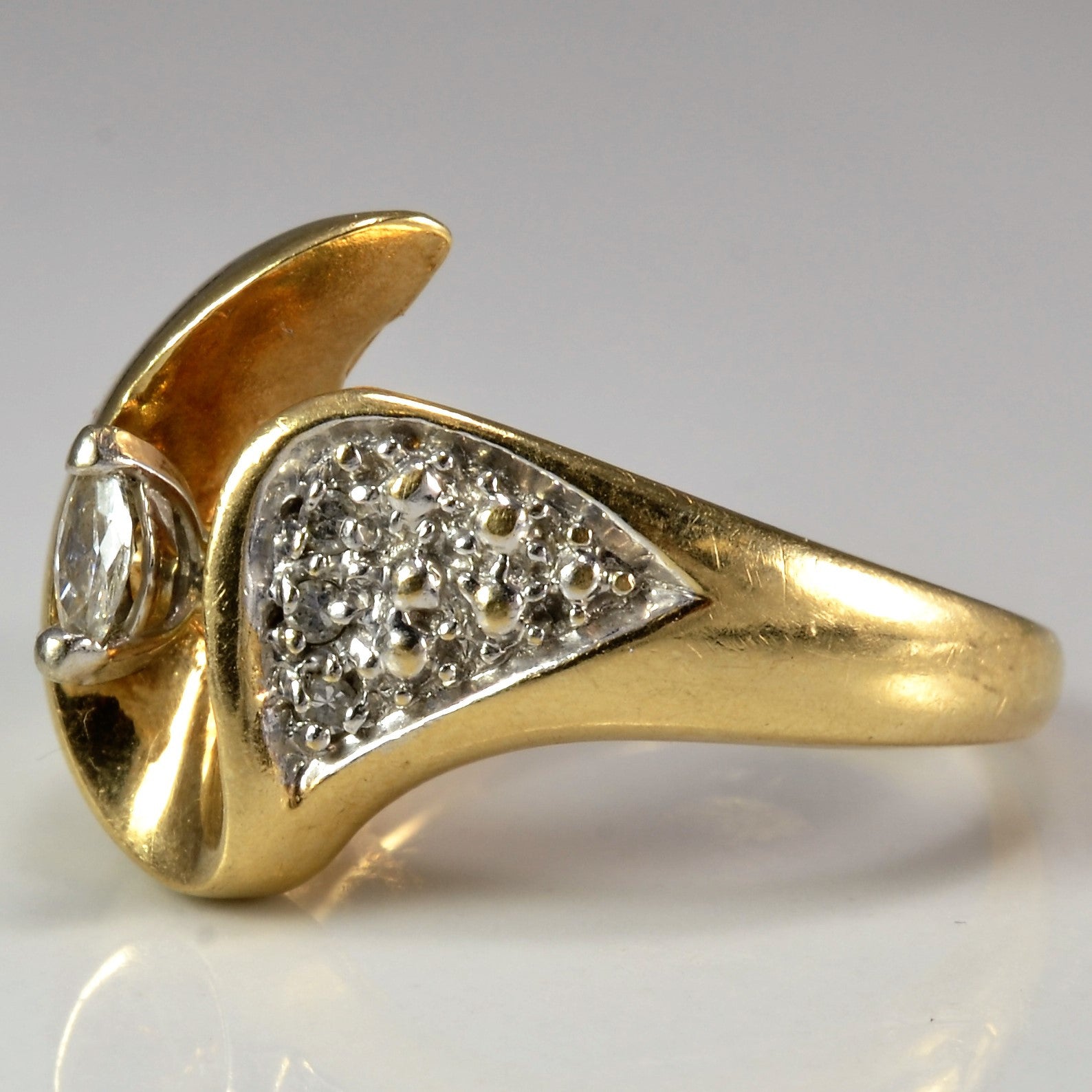 Unique Marquise Diamond Pave Ring | 0.10 ctw, SZ 6.5 |