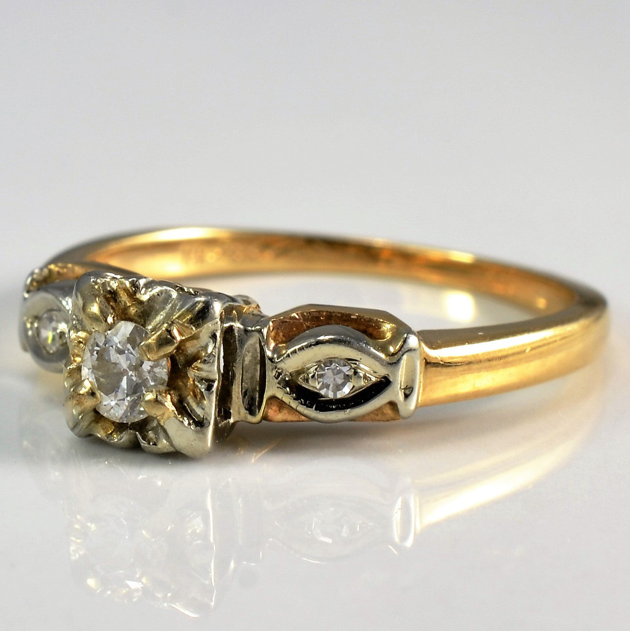 Retro Yellow Gold Engagement Ring | 0.17 ctw, SZ 6 |