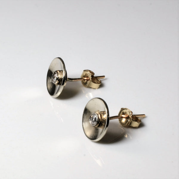 Mid Century Bezel Set Diamond Stud Earrings | 0.12ctw |