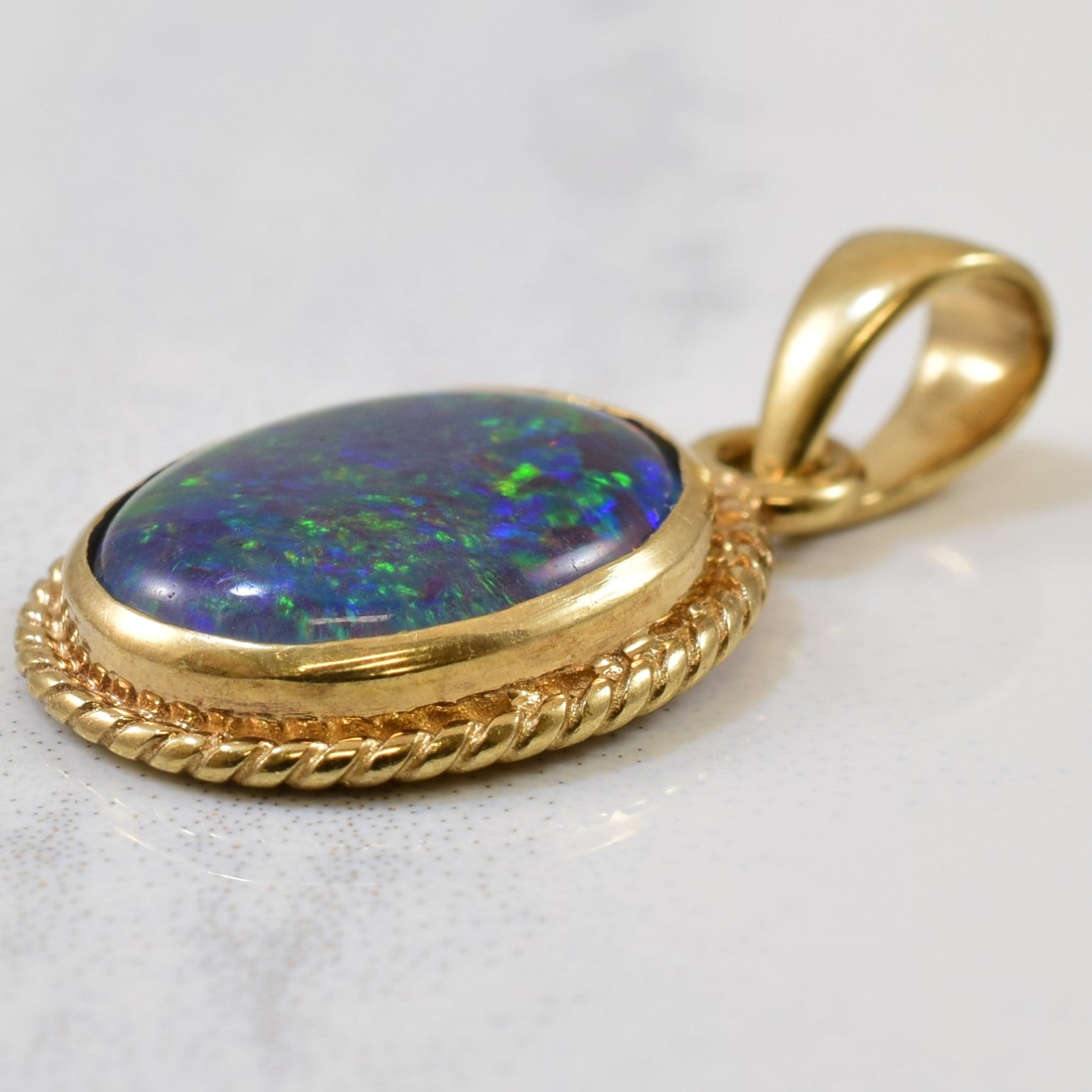 Bezel Set Black Opal Doublet Pendant | 2.00ct |