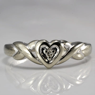 Love Knot Diamond Heart Ring 0.01 ct| SZ 6 |