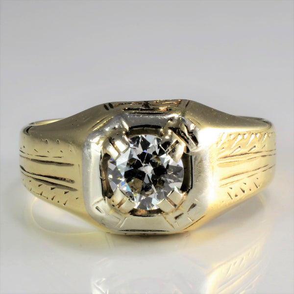1930's Wide Band Solitaire Ring | 0.47 ct, SZ 6.75 |