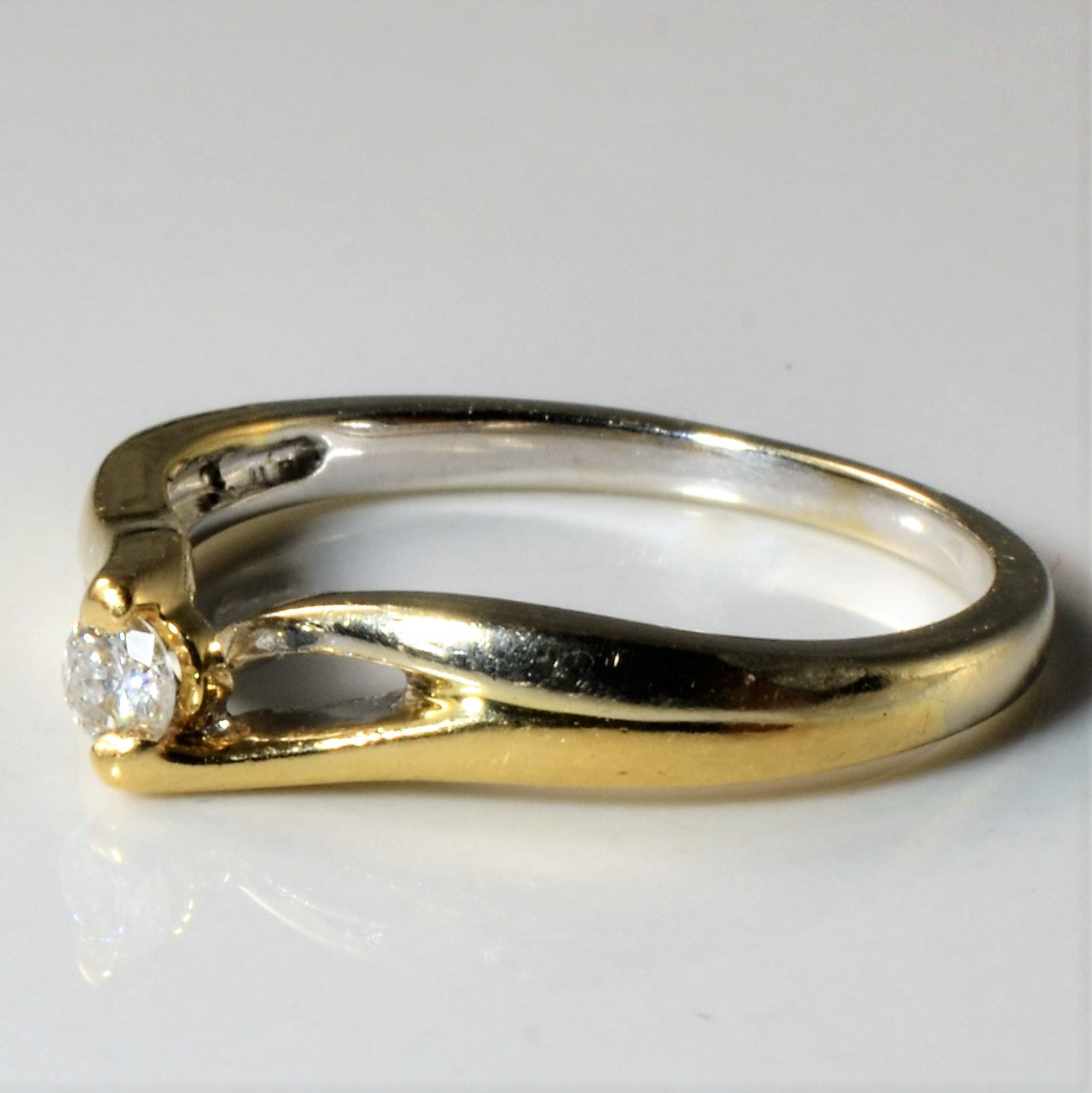 Solitaire Diamond Two Tone Gold Ring | 0.08ct | SZ 6.5 |