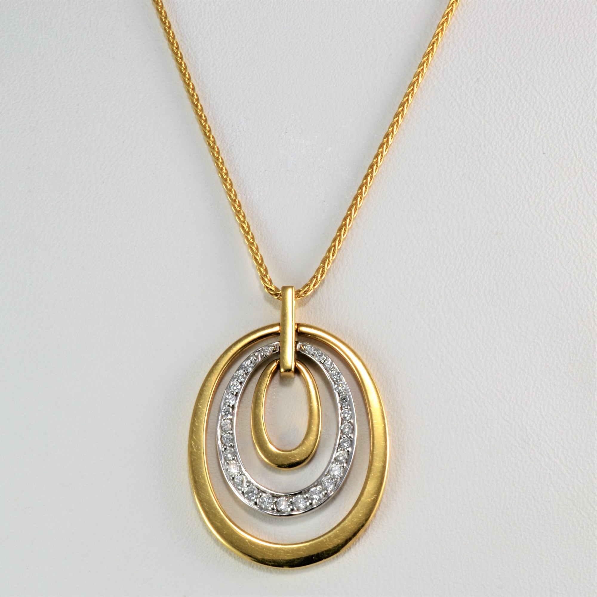 Fancy Triple Circle Diamond Pendant Necklace | 0.33 ctw, 17''|
