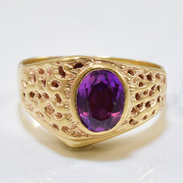 Offset Synthetic Purple Sapphire Ring | 3.28ct | SZ 14.25 |