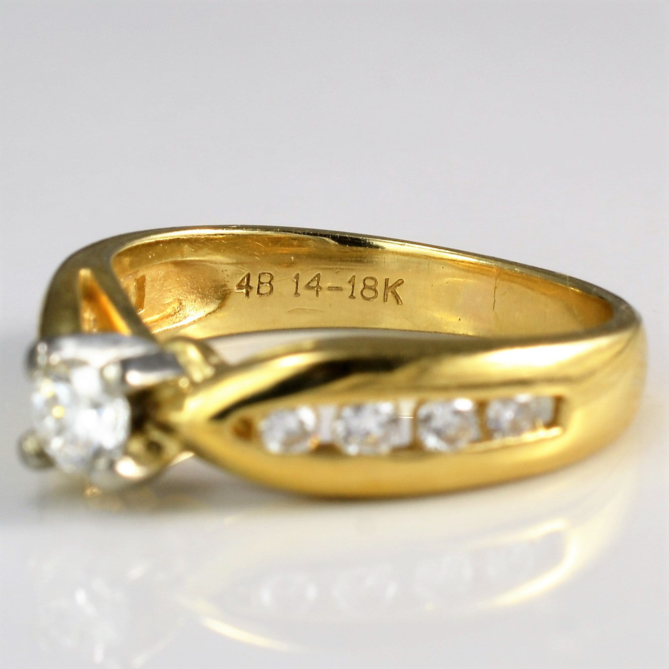 Wide Tapered Yellow Gold Engagement Ring | 0.38 ctw, SZ 5.5 |