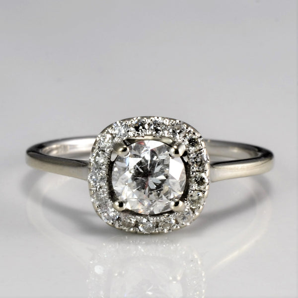 Halo Diamond Petite Engagement Ring | 0.68 ctw, SZ 5 |