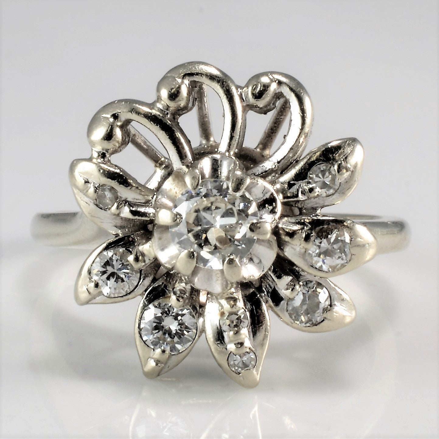 High Set Floral Diamond Ring | 0.39 ctw, SZ 6 |