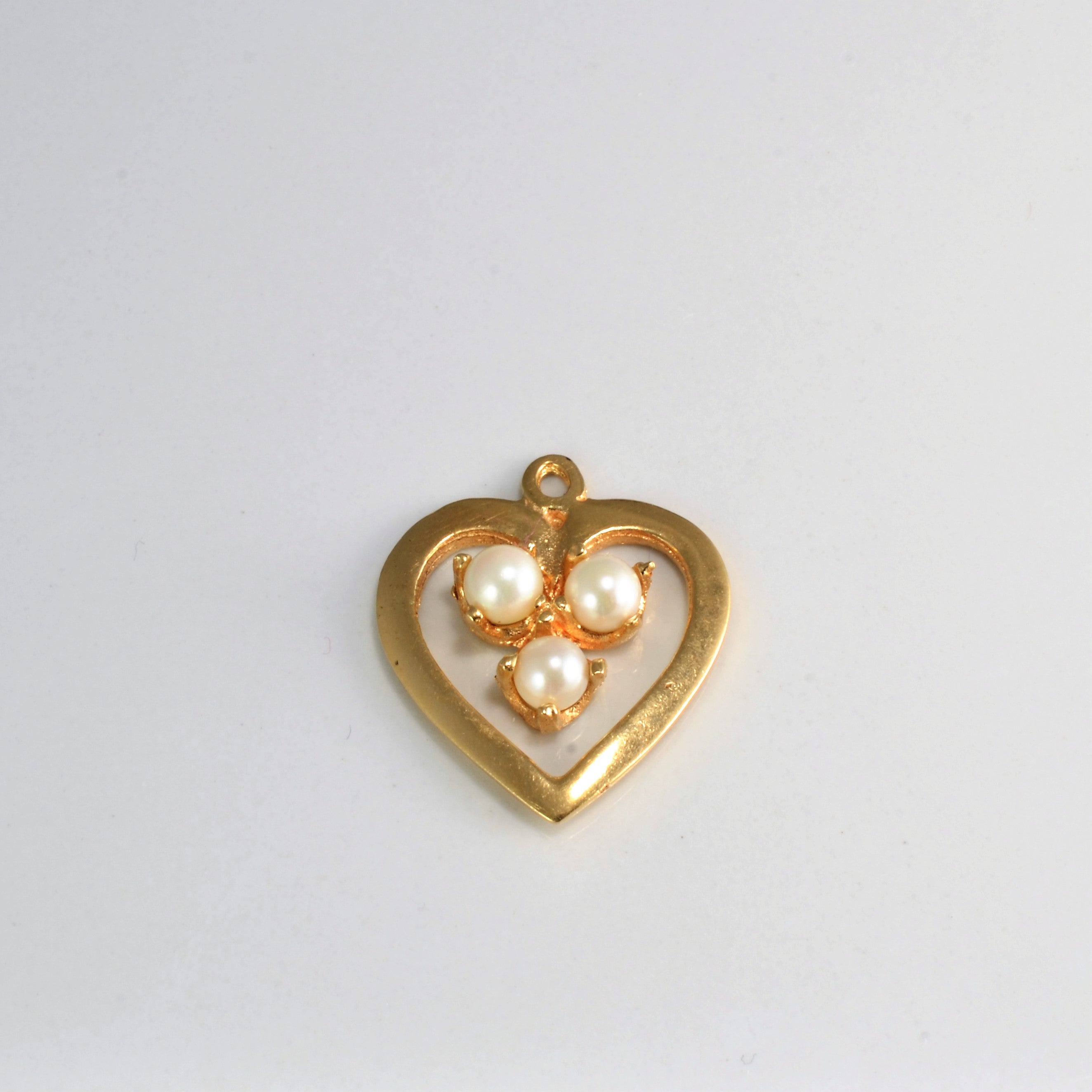 Three Stone Pearl Heart Pendant